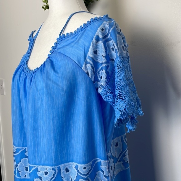 Vintage Muumuus Dress Blue Floral - Picture 8 of 17